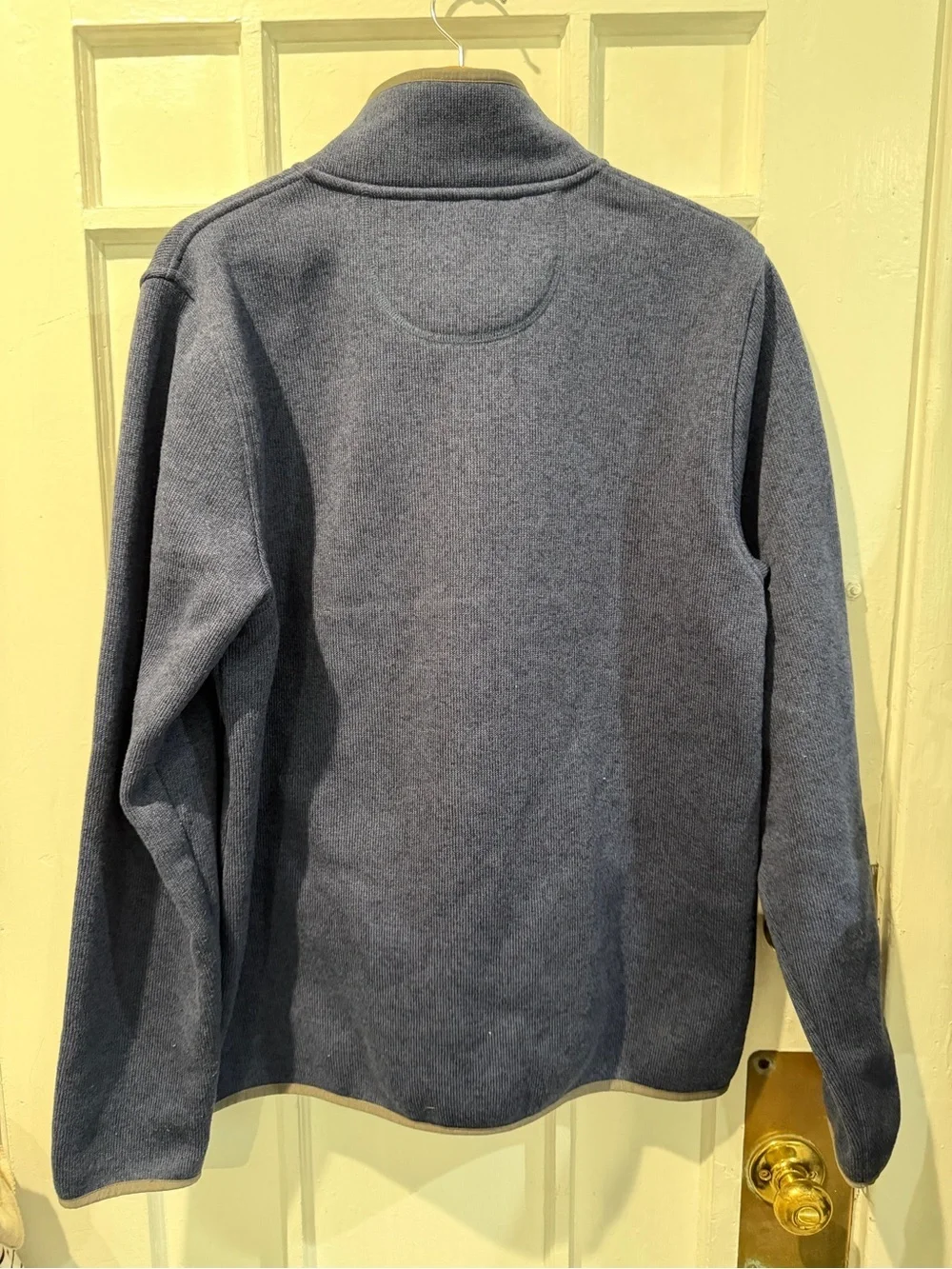 L.L. Bean Men's Navy Zip-Front Fleece Pullover with Contrast Trim